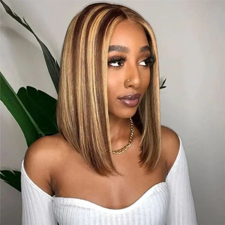 Piano Highlight 5X5 Lace Closure Straight Bob Wig