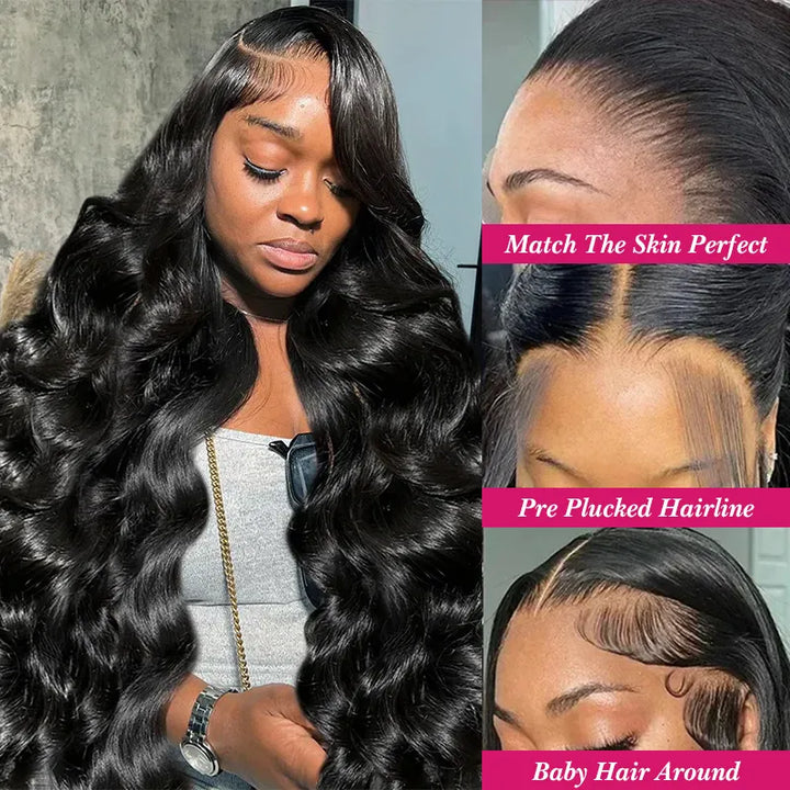 13x4 Body Wave Transparent Lace Front Wigs Human Hair Pre Plucked