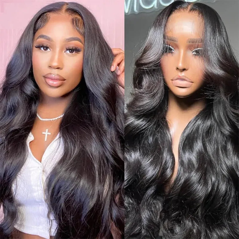 13x4 Body Wave Transparent Lace Front Wigs Human Hair Pre Plucked