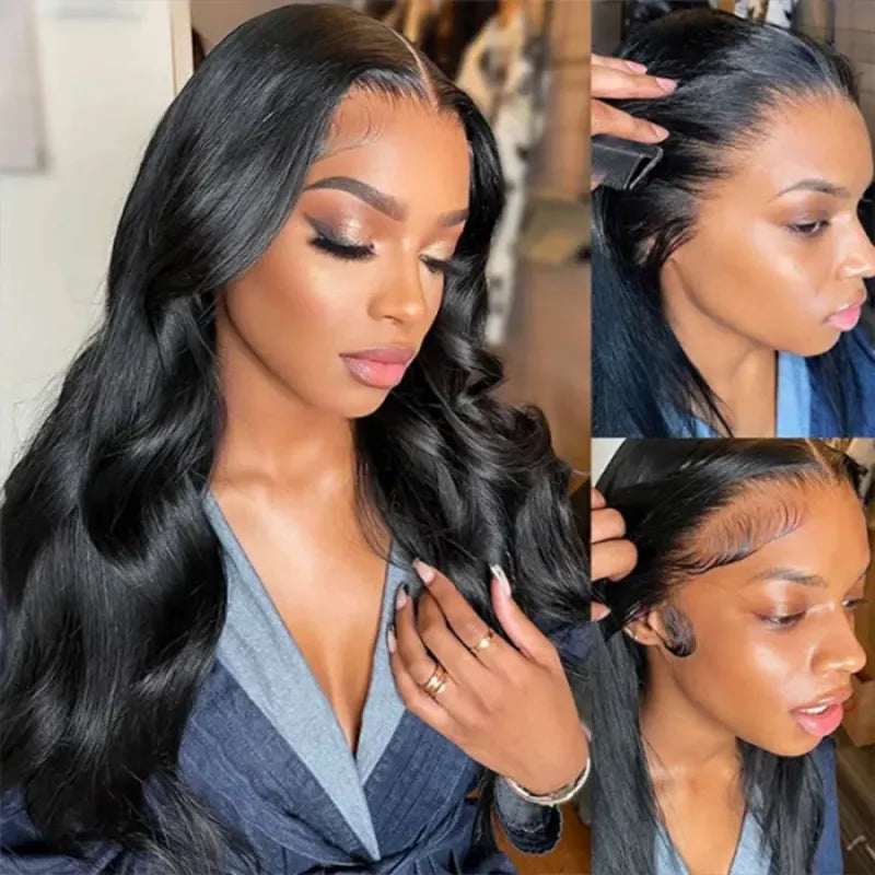 13x4 Body Wave Transparent Lace Front Wigs Human Hair Pre Plucked