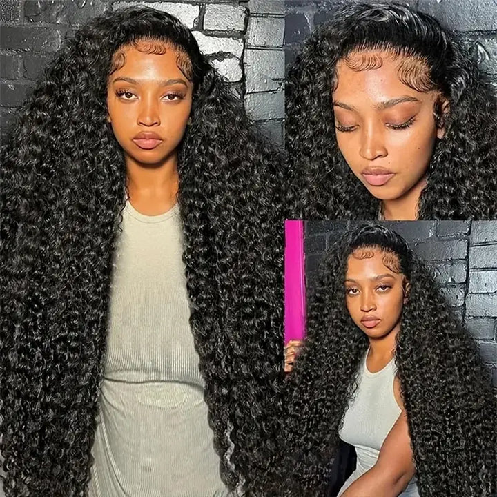 Perruque en cheveux humains lisses avec dentelle frontale transparente 13x4
