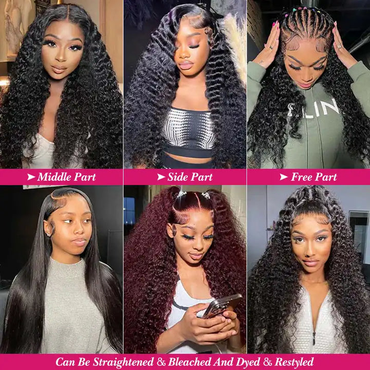 13x4 Tranparent Lace Front Human Hair Deep Wave Wigs