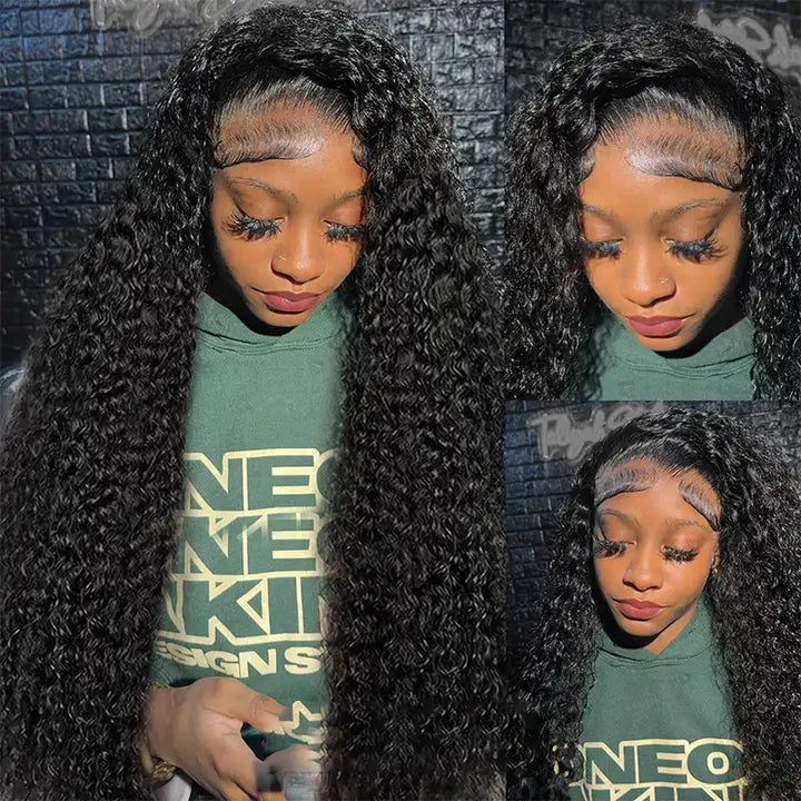 13x4 Tranparent Lace Front Human Hair Deep Wave Wigs