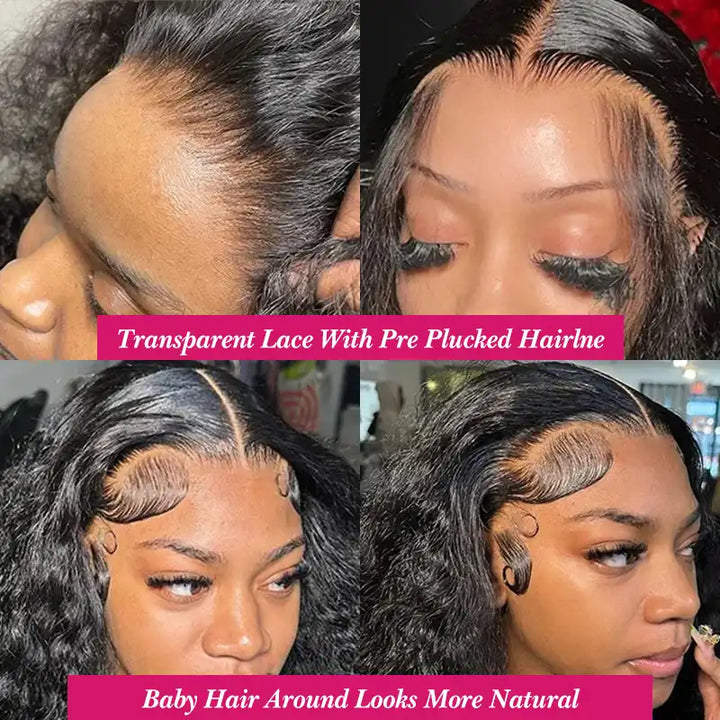 13x4 Tranparent Lace Front Human Hair Deep Wave Wigs