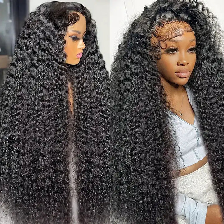 13x4 Tranparent Lace Front Human Hair Deep Wave Wigs