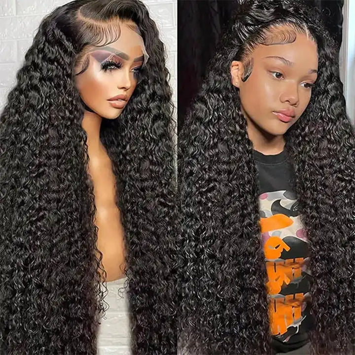 13x4 Tranparent Lace Front Human Hair Deep Wave Wigs