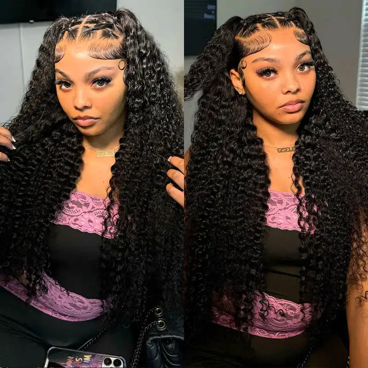 13x4 Tranparent Lace Front Human Hair Deep Wave Wigs