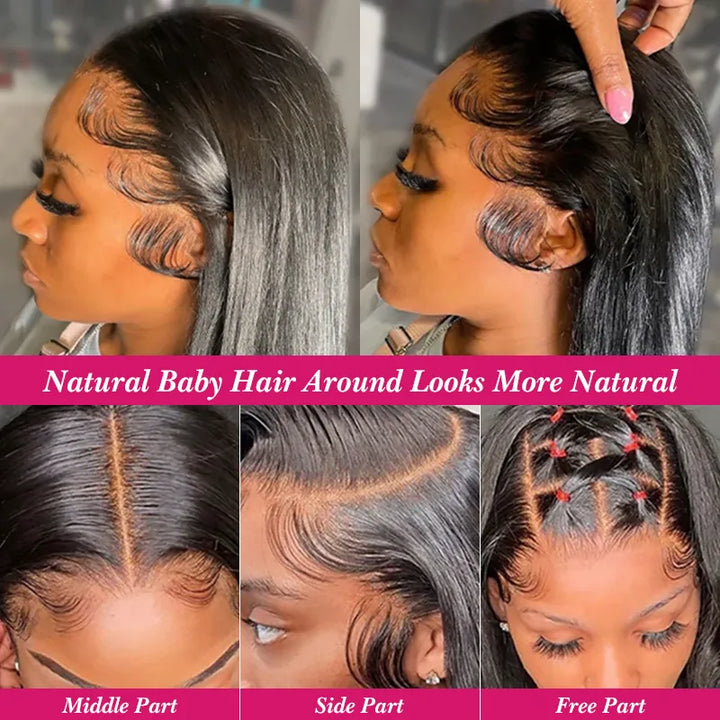 13x4 Transparent Lace Frontal Straight Human Hair Wig