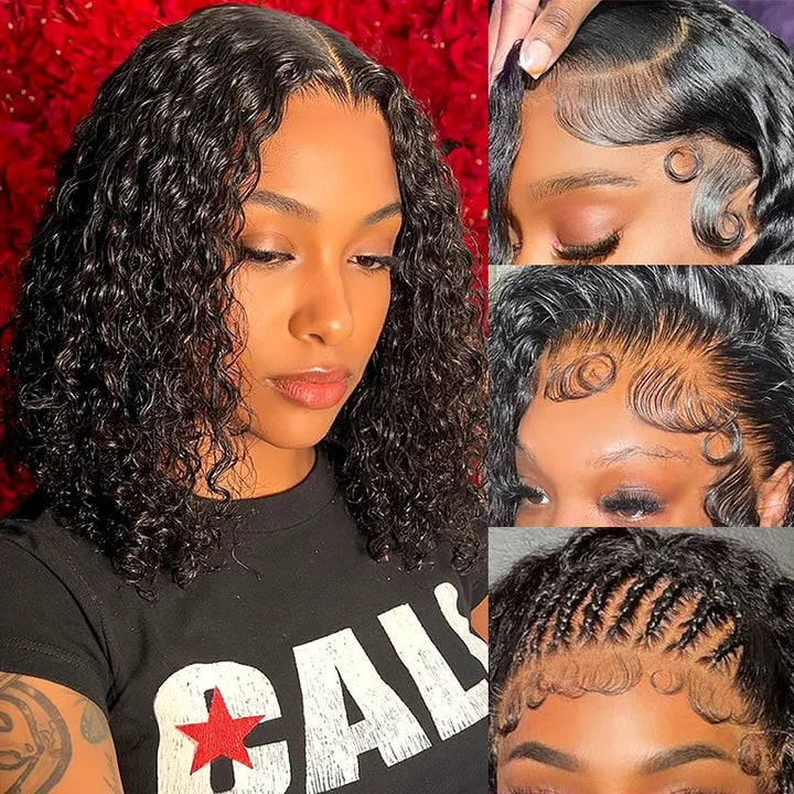 13x4 Lace Frontal Jerry Curly Hair Bob Wig Natural Color