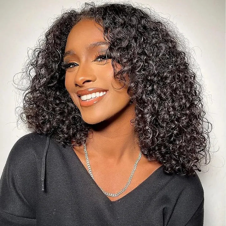 13x4 Lace Frontal Jerry Curly Hair Bob Wig Natural Color