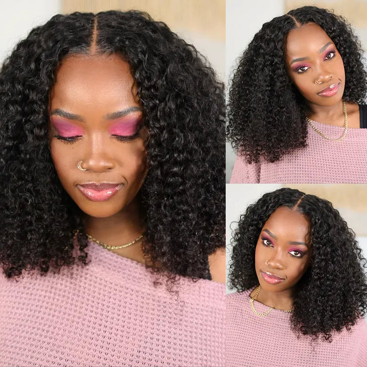 13x4 Lace Frontal Jerry Curly Hair Bob Wig Natural Color