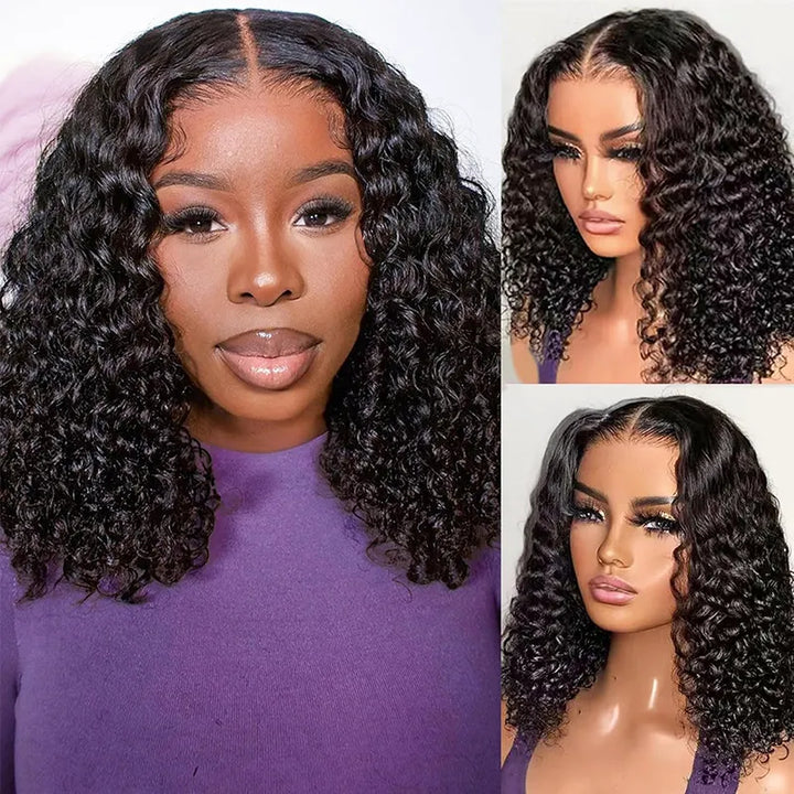 13x4 Lace Frontal Jerry Curly Hair Bob Wig Natural Color