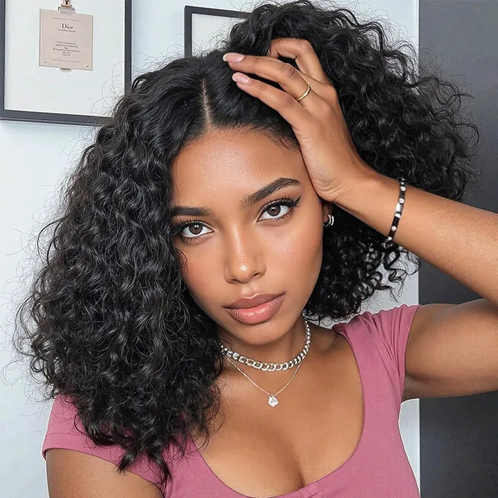 13x4 Lace Frontal Jerry Curly Hair Bob Wig Natural Color