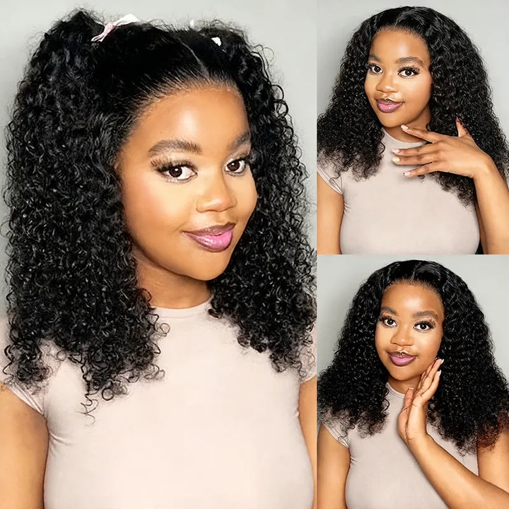 Perruque en cheveux humains bouclés Jerry avec dentelle frontale transparente 13x4