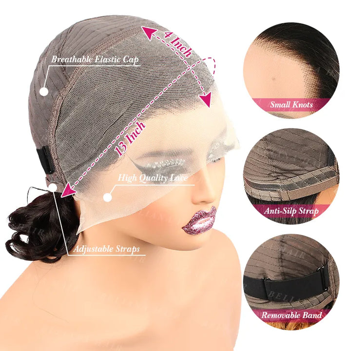 13x4 Wear Go Glueless Transparent Lace Free Roll Hair Wig