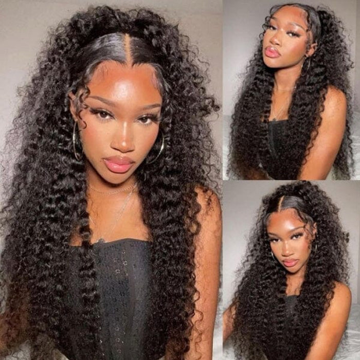 13x4 Tranparent Lace Front Human Hair Deep Wave Wigs