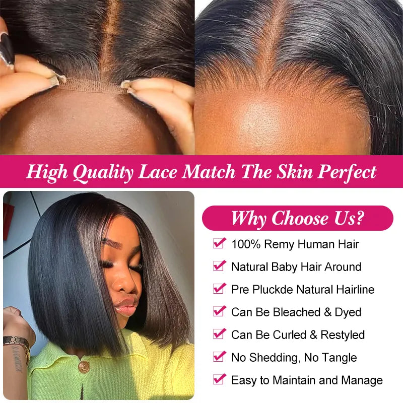 13x4 Lace Frontal Straight Hair Bob Wig Natural Color