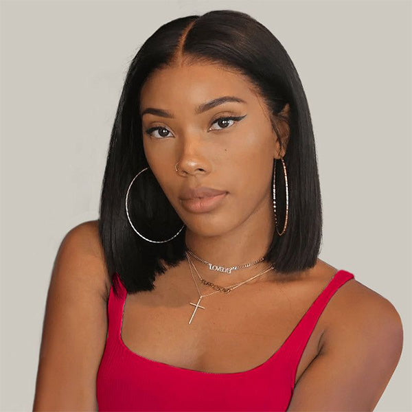 5x5 Lace wig Human Hair Straight Bob Wig