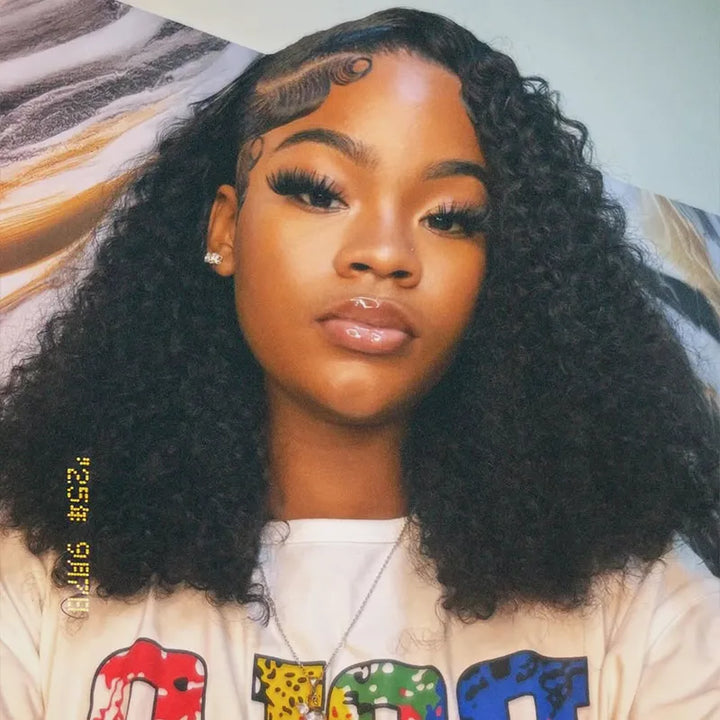 13x4 Transparent Lace Frontal Jerry Curly Human Hair Wig