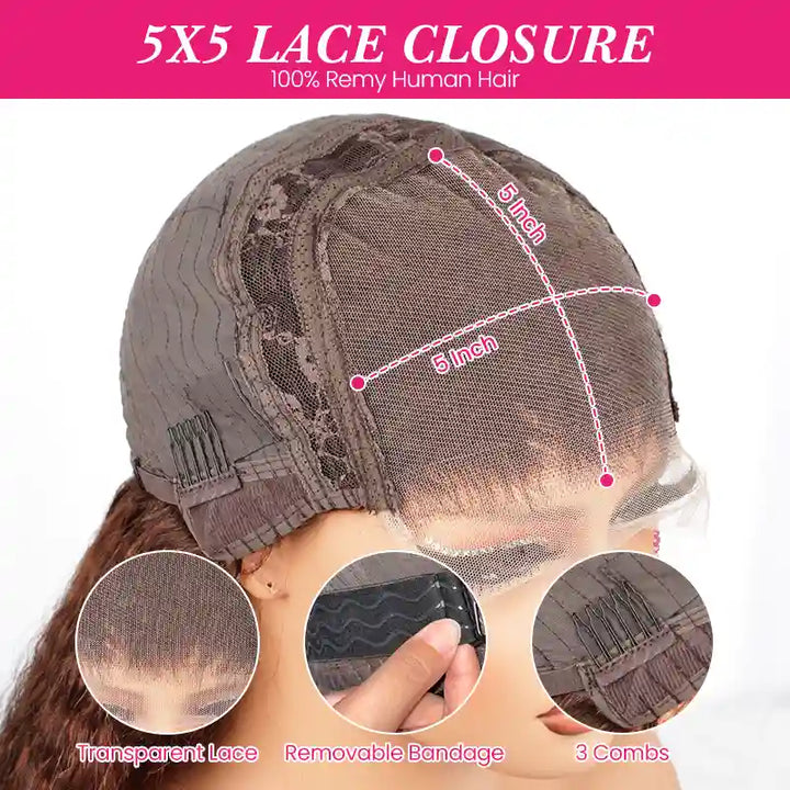 5x5 Transparent Lace Kinky Straight  Wig Online