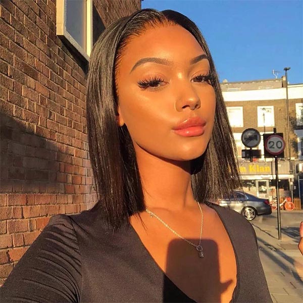 5x5 Lace wig Human Hair Straight Bob Wig