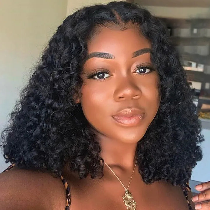 Deep Wave Hair Short Bob 5x5 Lace Closure Wig