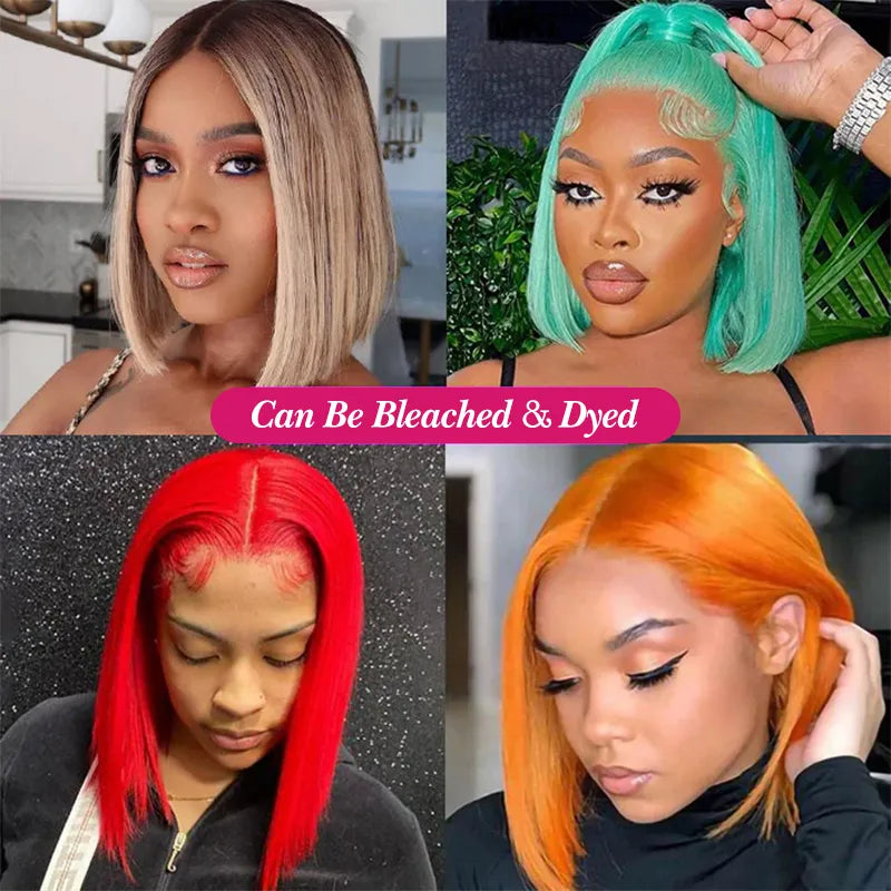 5x5 Lace wig Human Hair Straight Bob Wig