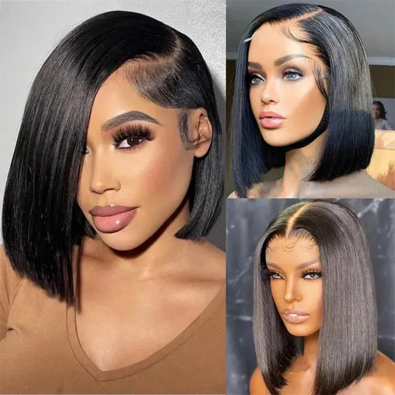 5x5 Lace wig Human Hair Straight Bob Wig