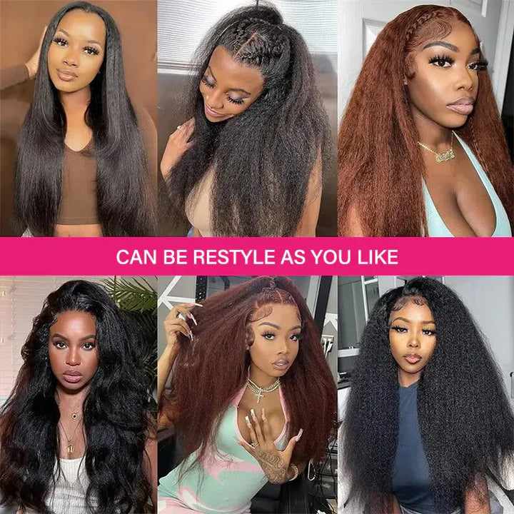 5x5 Transparent Lace Kinky Straight  Wig Online