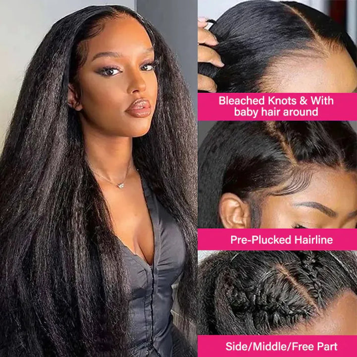 5x5 Transparent Lace Kinky Straight  Wig Online
