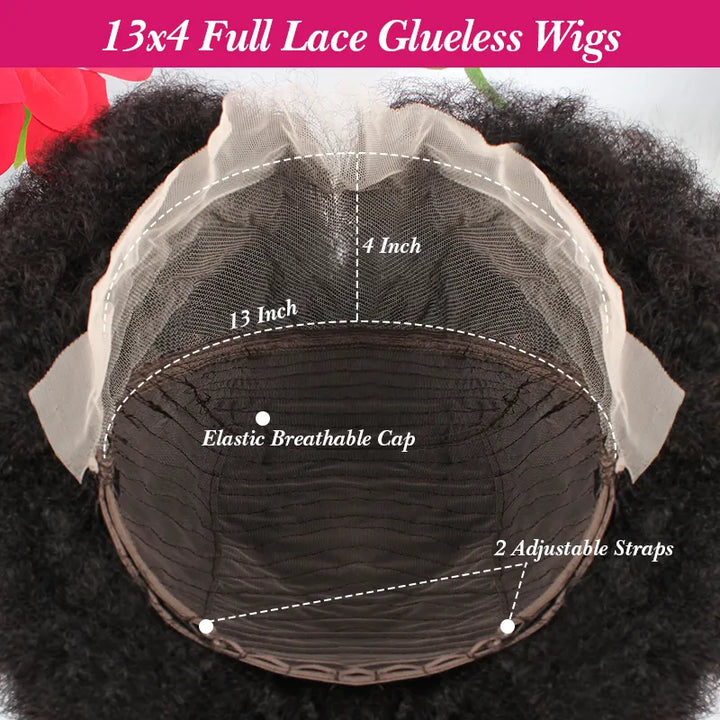 #1B 13x4 Wear Go Lace Front Afro Short Curly Wig