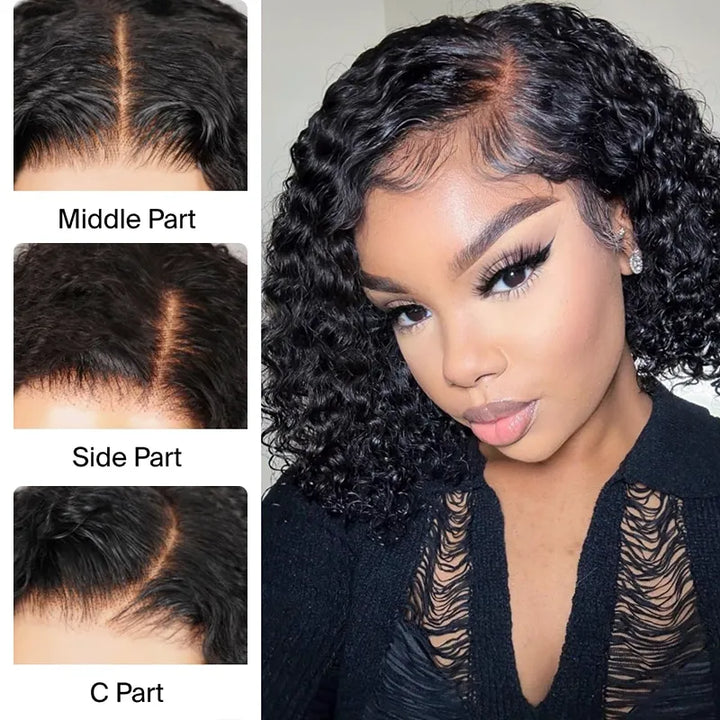 Deep Wave Hair Short Bob 5x5 Lace Closure Wig