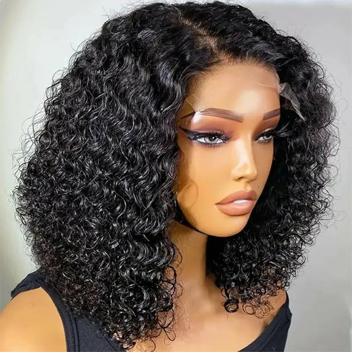 Deep Wave Hair Short Bob 4x4 Transparent Lace Closure Wig