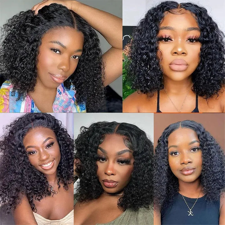 13x4 Lace Frontal Jerry Curly Hair Bob Wig Natural Color