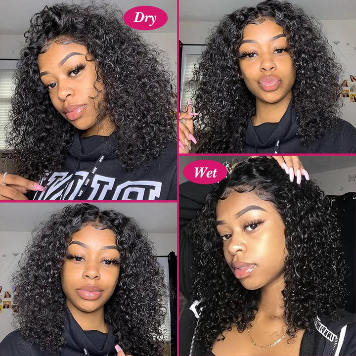 13x4 Lace Frontal Jerry Curly Hair Bob Wig Natural Color