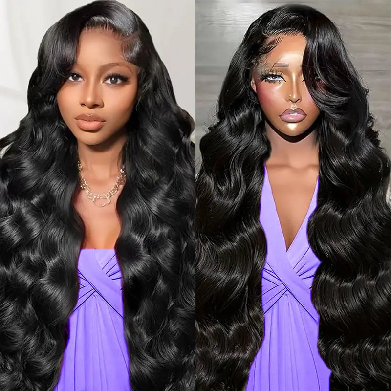 Perruque en cheveux humains lisses avec dentelle frontale transparente 13x4