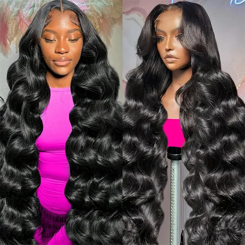 Perruque en cheveux humains lisses avec dentelle frontale transparente 13x4