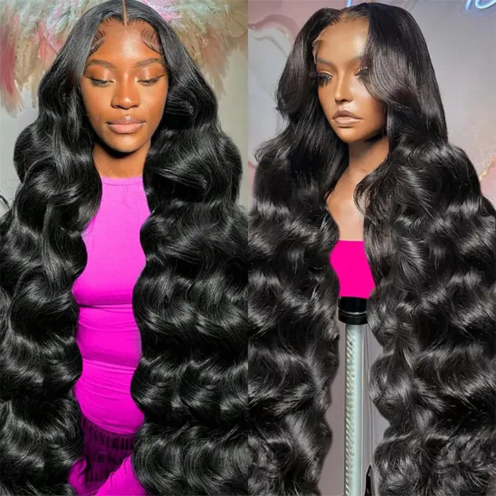 Perruque en cheveux humains lisses avec dentelle frontale transparente 13x4