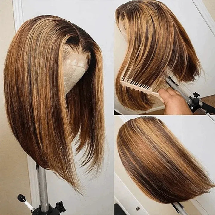 Piano Highlight 5X5 Lace Closure Straight Bob Wig