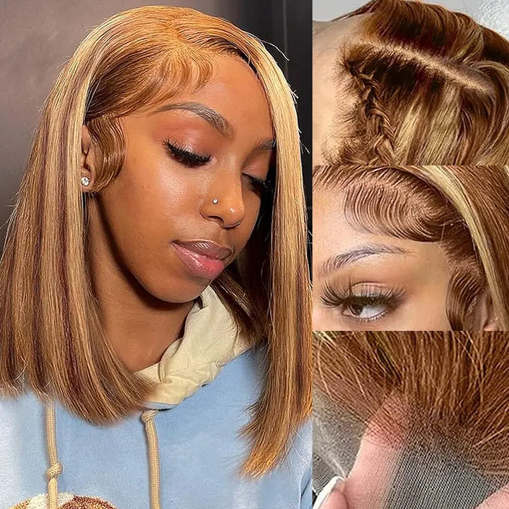Piano Highlight 5X5 Lace Closure Straight Bob Wig