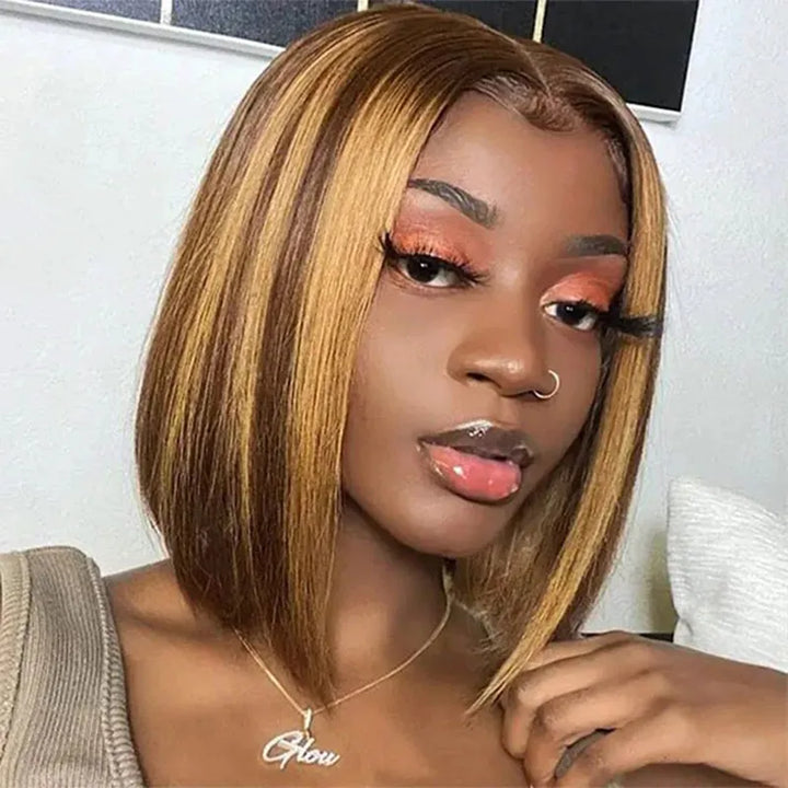 Piano Highlight 5X5 Lace Closure Straight Bob Wig