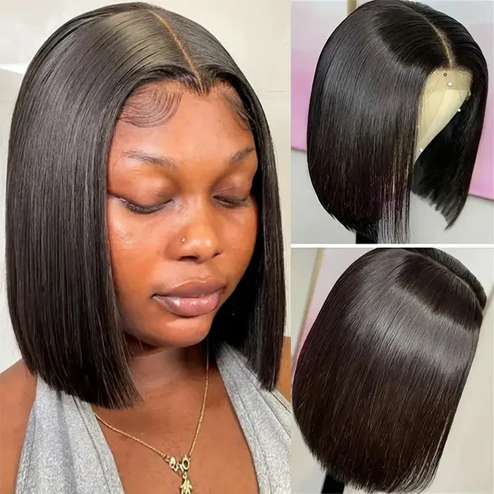 Short Bob 4x4 Lace Cosure Straight Hair Wig Online For Sale