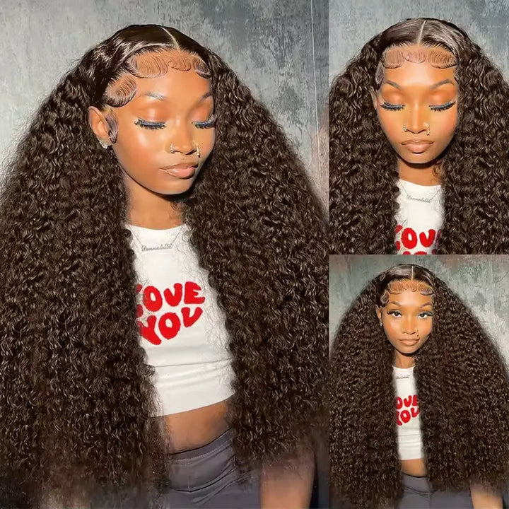 Perruque en cheveux humains lisses avec dentelle frontale transparente 13x4