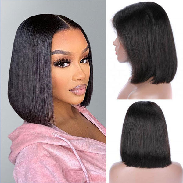 5x5 Lace wig Human Hair Straight Bob Wig