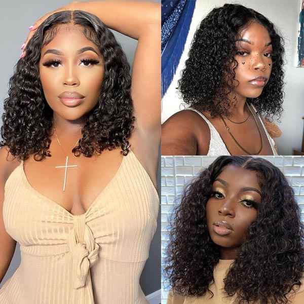 Deep Wave Hair Short Bob 5x5 Lace Closure Wig