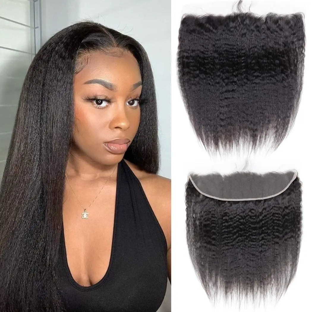 Kinky Straight Human Hair 13x4 Transparent lace Frontal