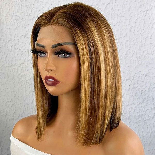 Piano Highlight 5X5 Lace Closure Straight Bob Wig