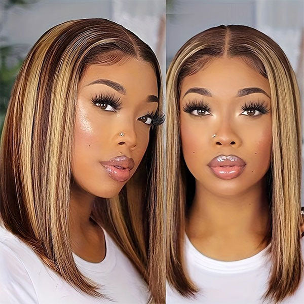 Piano Highlight 5X5 Lace Closure Straight Bob Wig