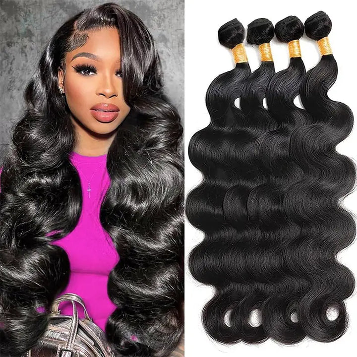 Lot de 4 mèches de cheveux humains vierges ondulés 
