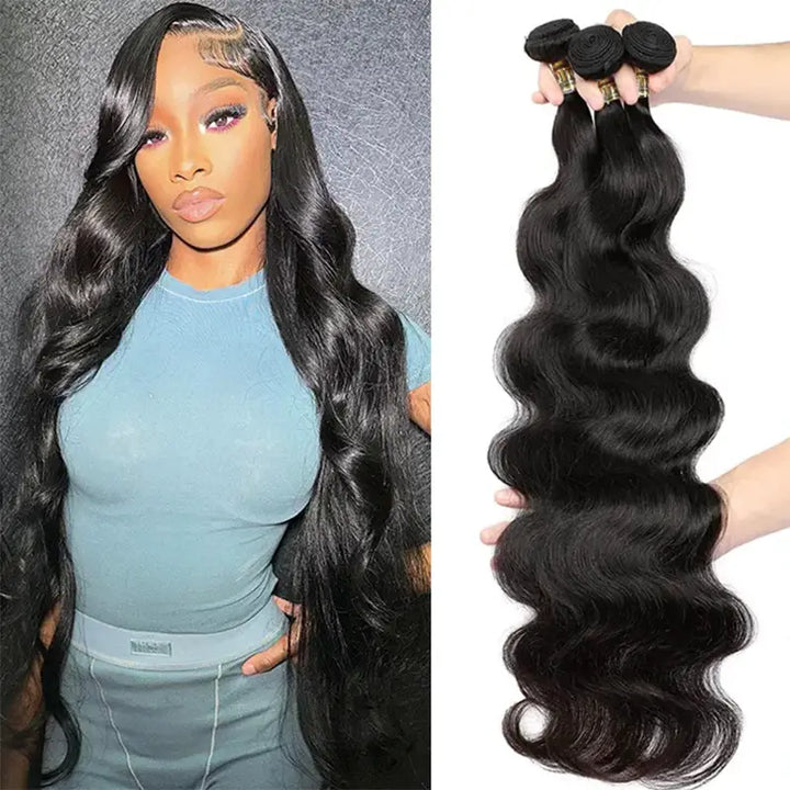 Lot de 3 mèches de cheveux brésiliens ondulés Beliana, cheveux humains vierges 